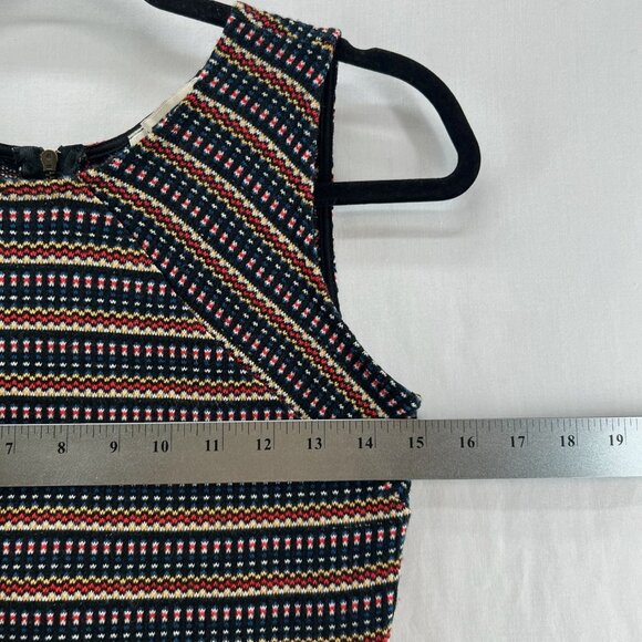 Mystic Bodycon Mini Dress Womens S Sleeveless Back Zip Striped Knit Multicolor - Picture 8 of 11